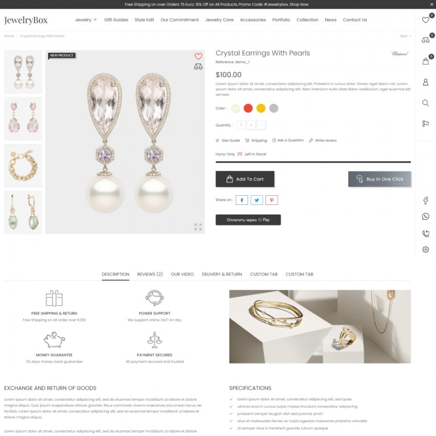 Jewelry Box - Watches & Accessories, Moda & Fashion Prestashop Theme