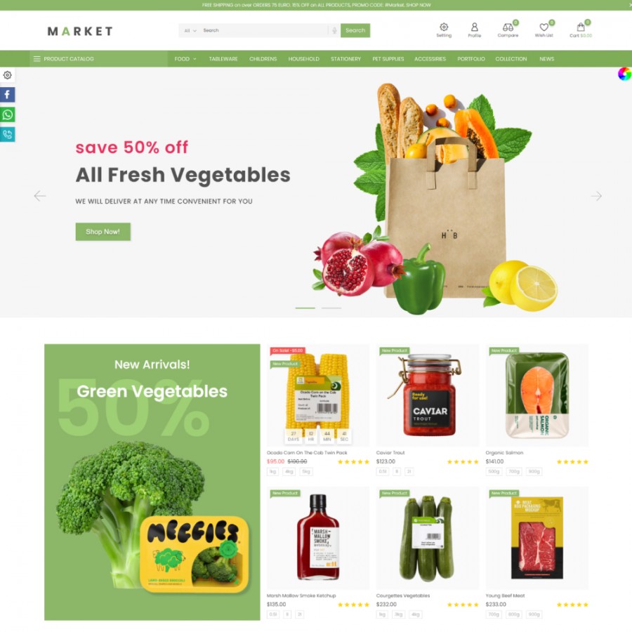 Food Market - Supermarket, Organic Food & Restaurant Template