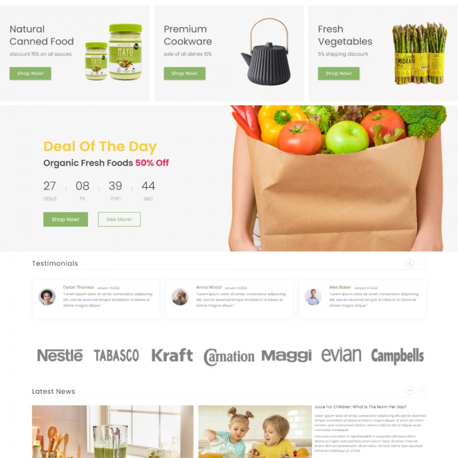 Food Market - Supermarket, Organic Food & Restaurant Template