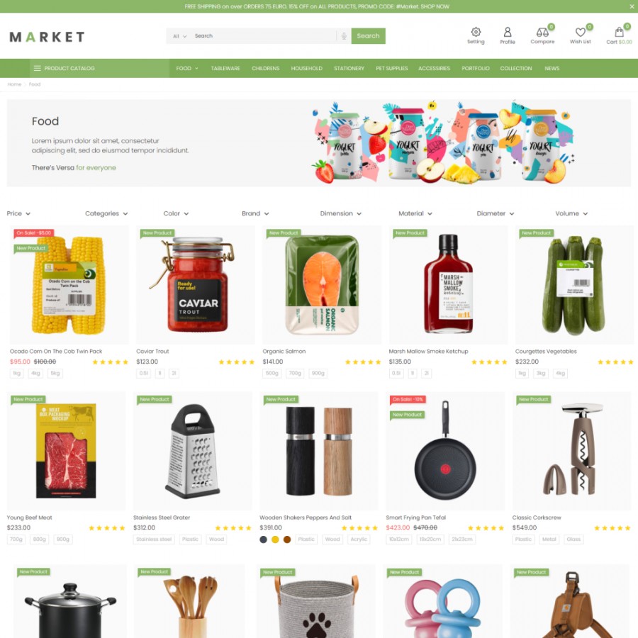 Food Market - Supermarket, Organic Food & Restaurant Template