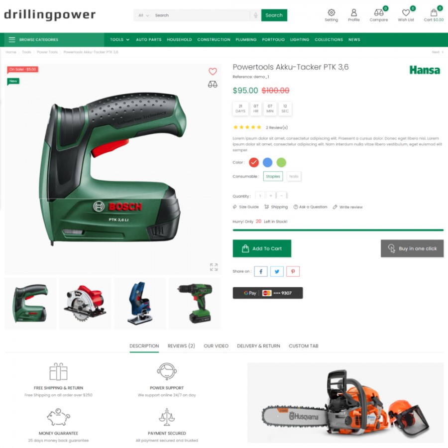 Drilling Power - Tools, Car & Bike, Tires Mega-Store Template