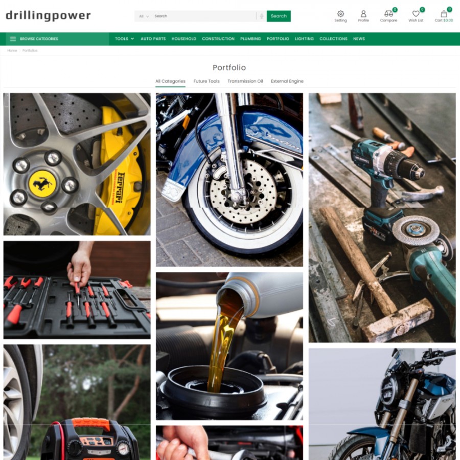 Drilling Power - Tools, Car & Bike, Tires Mega-Store Template