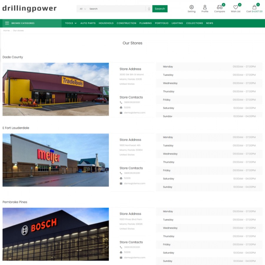 Drilling Power - Tools, Car & Bike, Tires Mega-Store Template