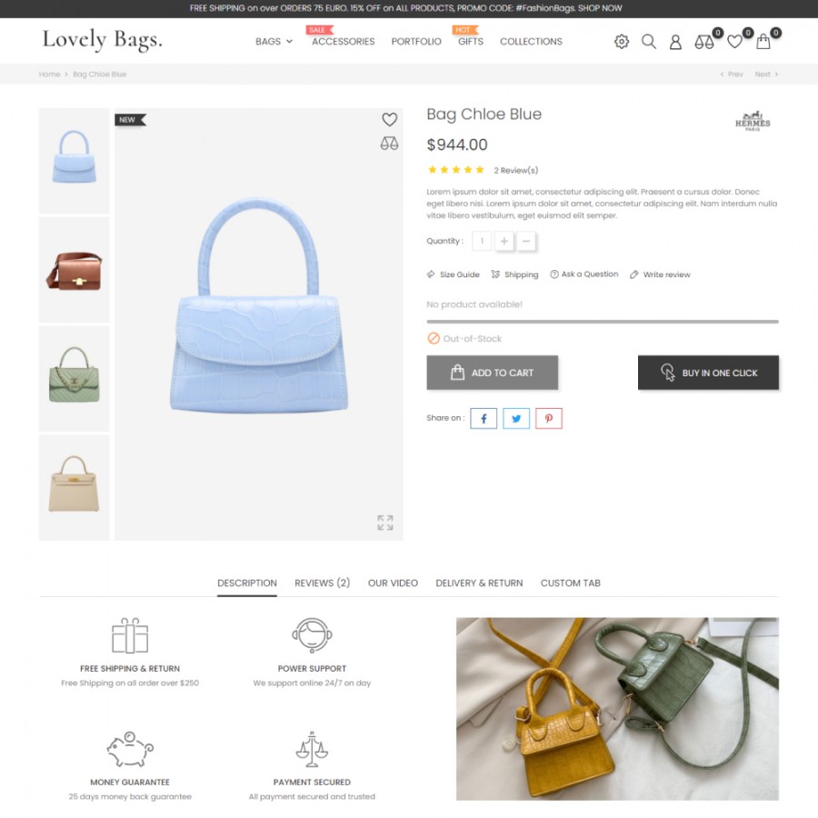 Lovely Bags - Fashion Accessories, Shoes & Clothes Template