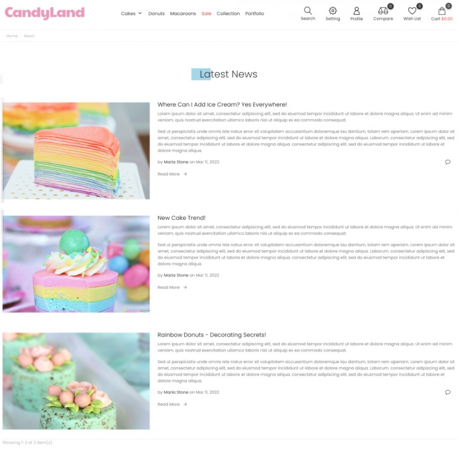 Candy Land - Cakes & Donuts, Sweet Food Store Template