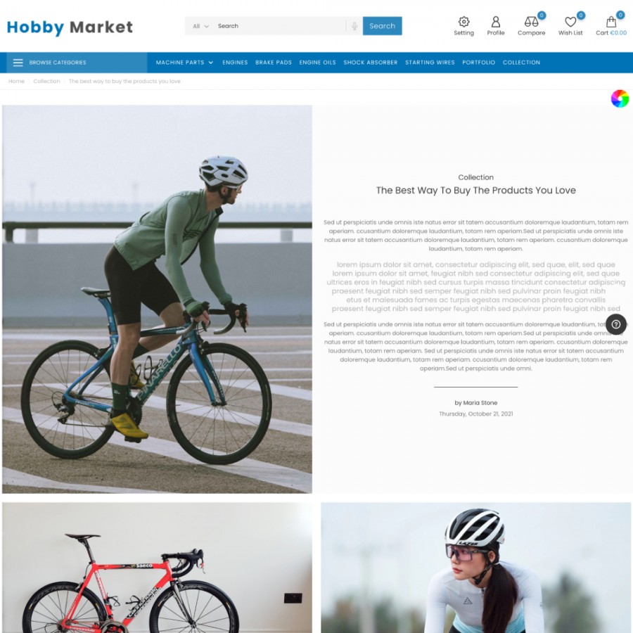 Hobby Marker - Bikes, Fitness and Sport Food Store Template