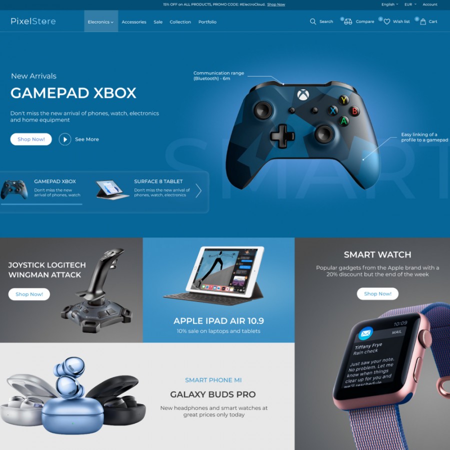 Pixel Store - Electronic & Games, Phones, Gadgets Template