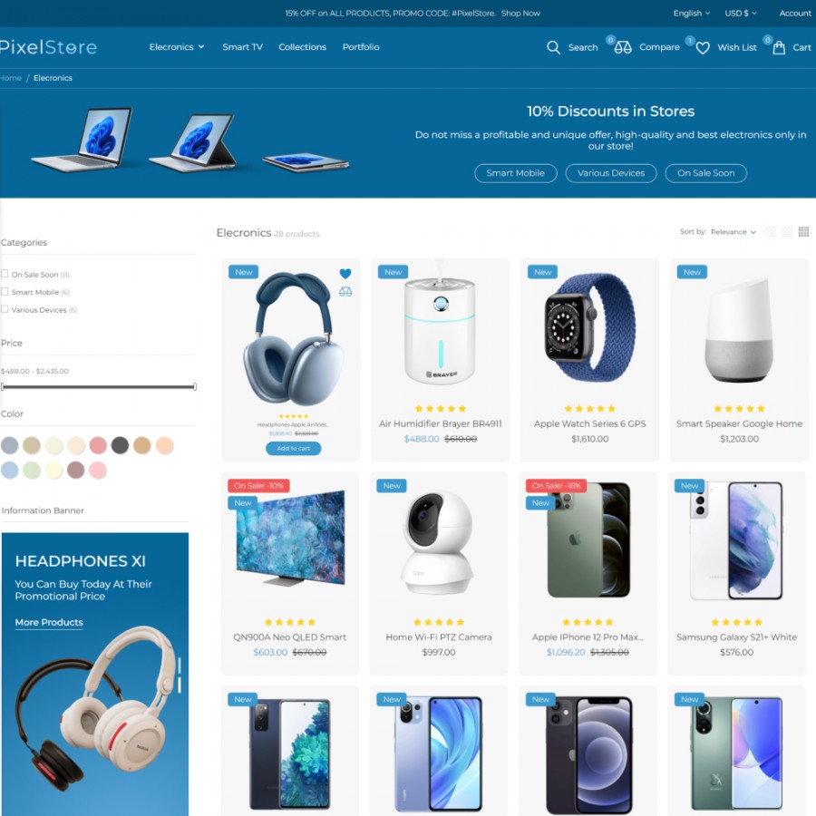 Pixel Store - Electronic & Games, Phones, Gadgets Template