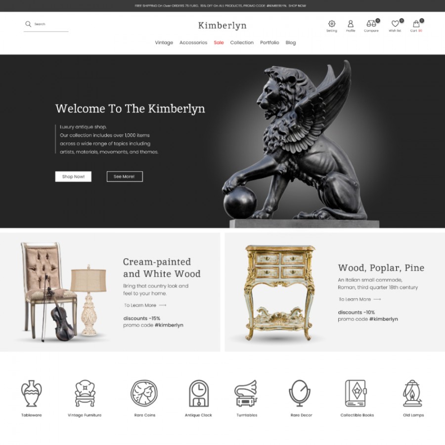 Kimberlyn - Art, Collectibles, Antiques & Gift Store Template