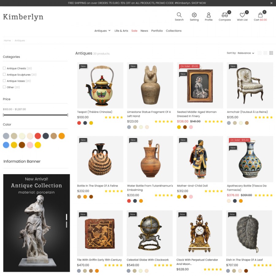 Kimberlyn - Art, Collectibles, Antiques & Gift Store Template