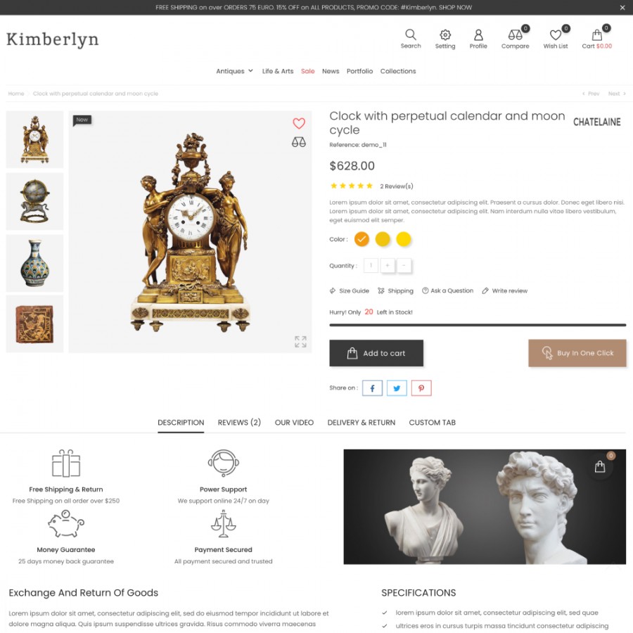 Kimberlyn - Art, Collectibles, Antiques & Gift Store Template