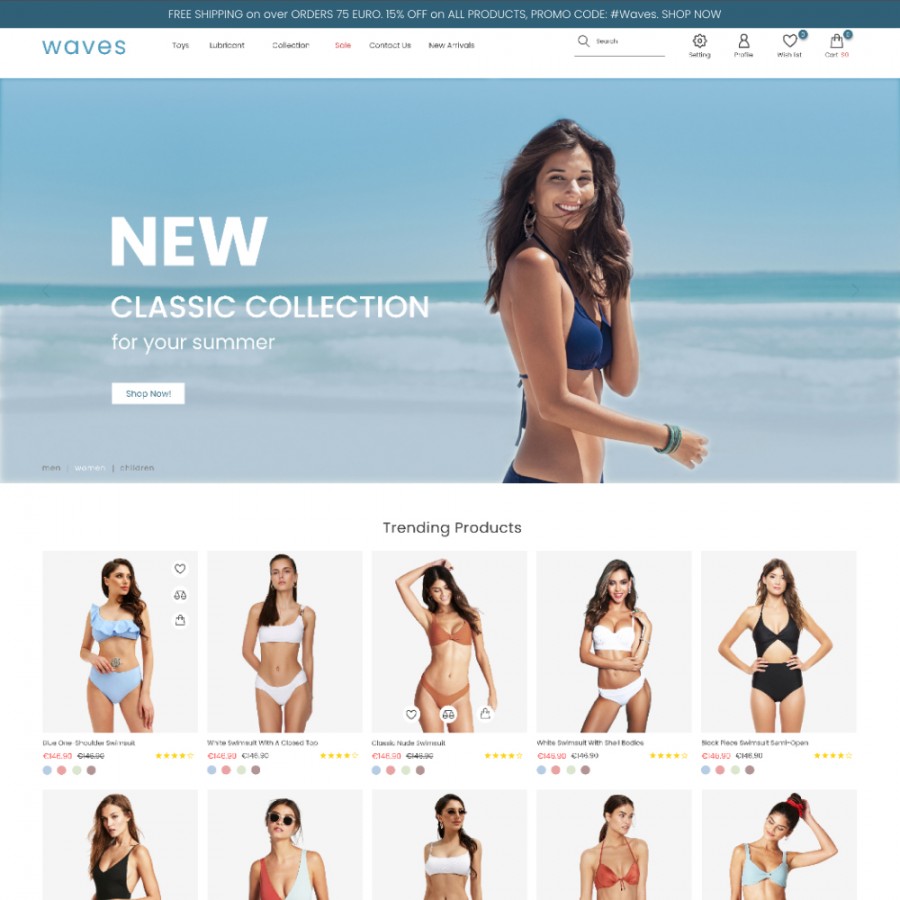 Wave - Swimwear, Lingerie, Bikini & Beachwear Store Template