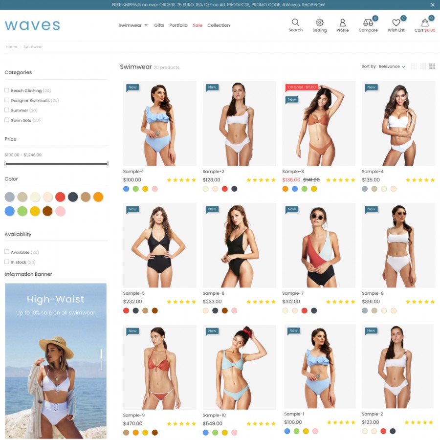 Wave - Swimwear, Lingerie, Bikini & Beachwear Store Template