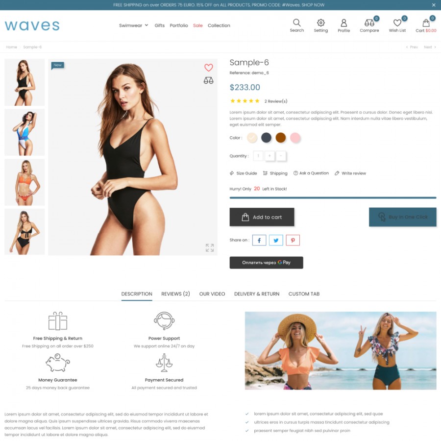 Wave - Swimwear, Lingerie, Bikini & Beachwear Store Template