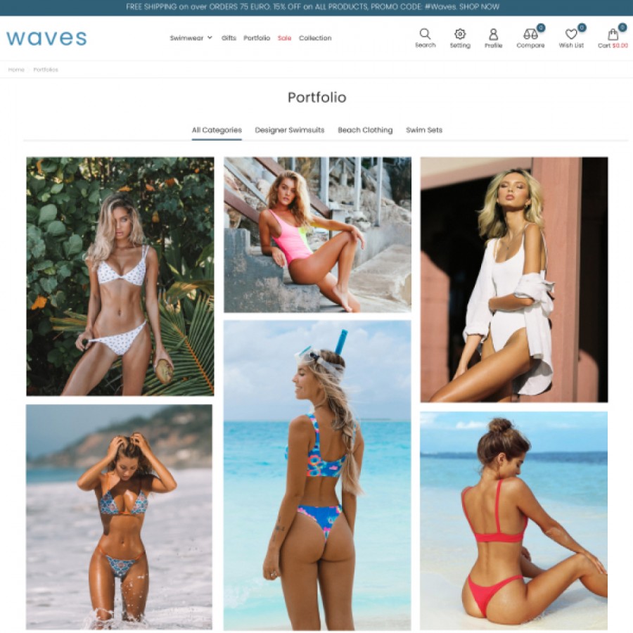 Wave - Swimwear, Lingerie, Bikini & Beachwear Store Template