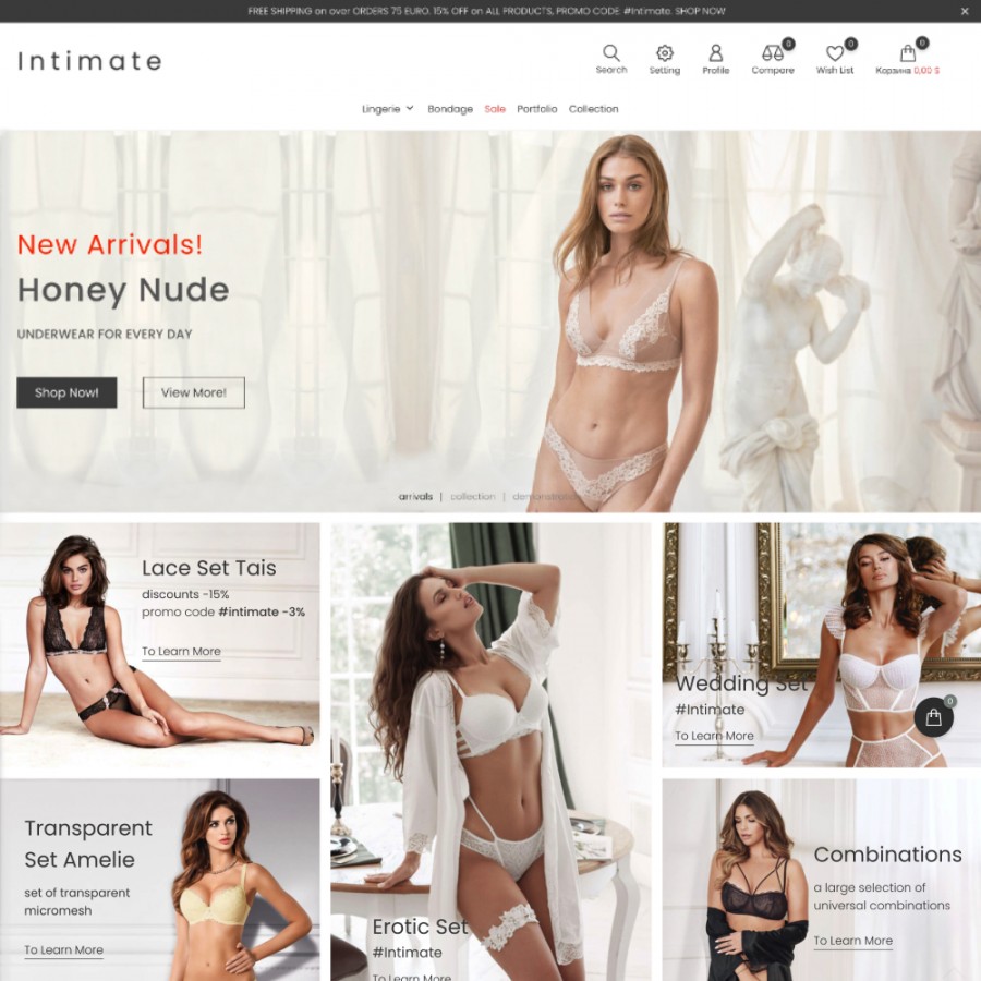 Intimate - Fashion Lingeria & Swimsuits, SexToys Store Template