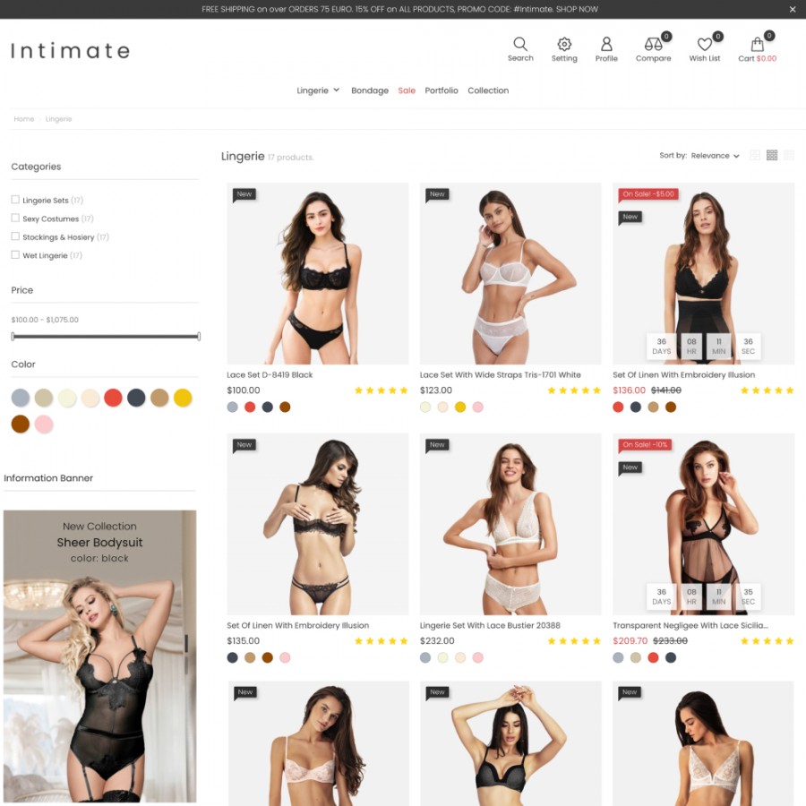 Intimate - Fashion Lingeria & Swimsuits, SexToys Store Template