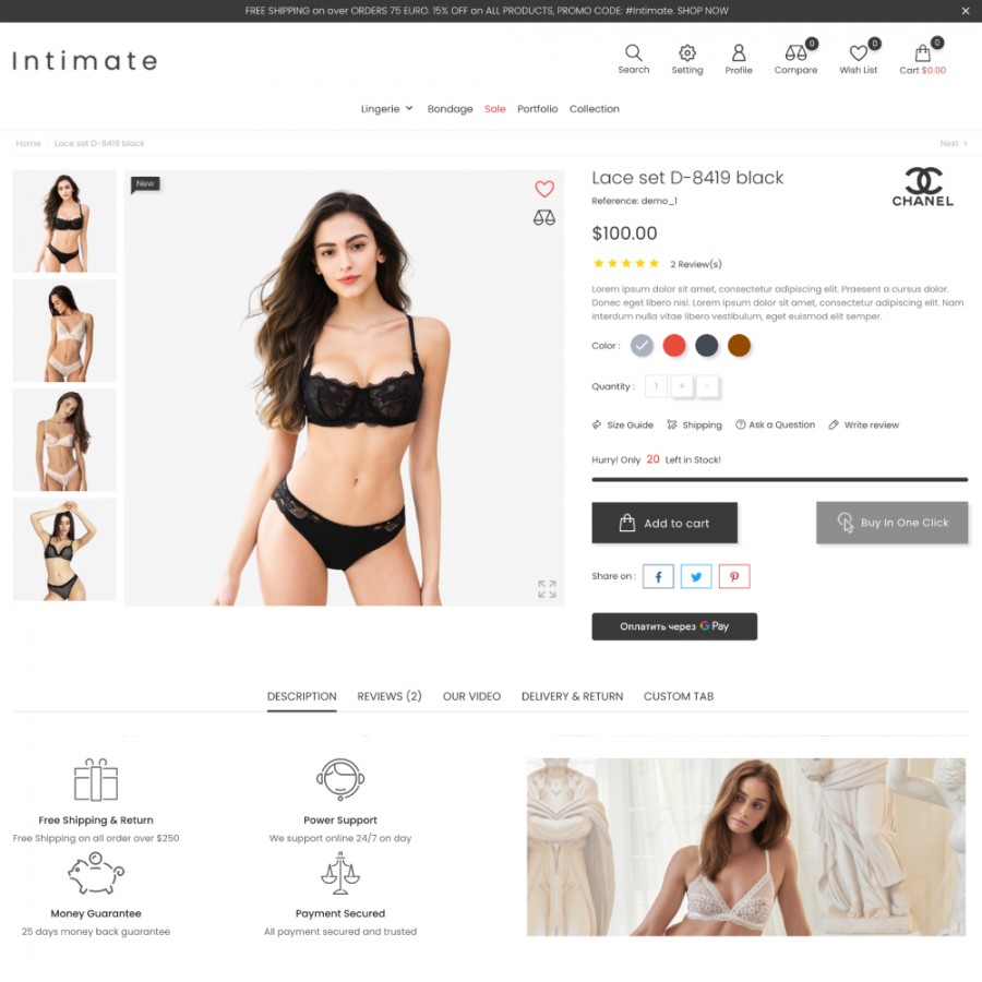 Intimate - Fashion Lingeria & Swimsuits, SexToys Store Template