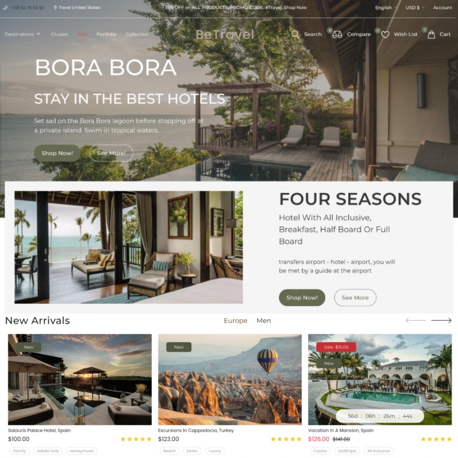 BeTravel - Tourism, Sports & Extreme, Tours & Hotels Template