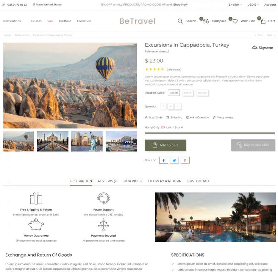 BeTravel - Tourism, Sports & Extreme, Tours & Hotels Template