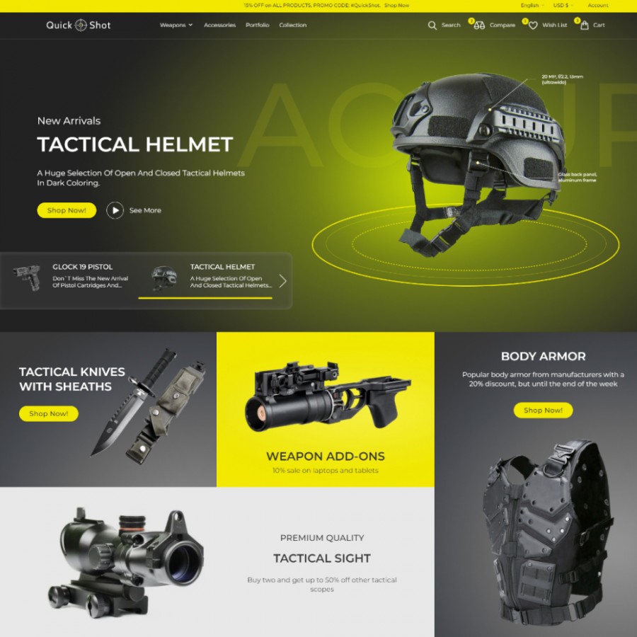 Quick Shot - Weapons, Hunting, Sports, Fishing Store Template