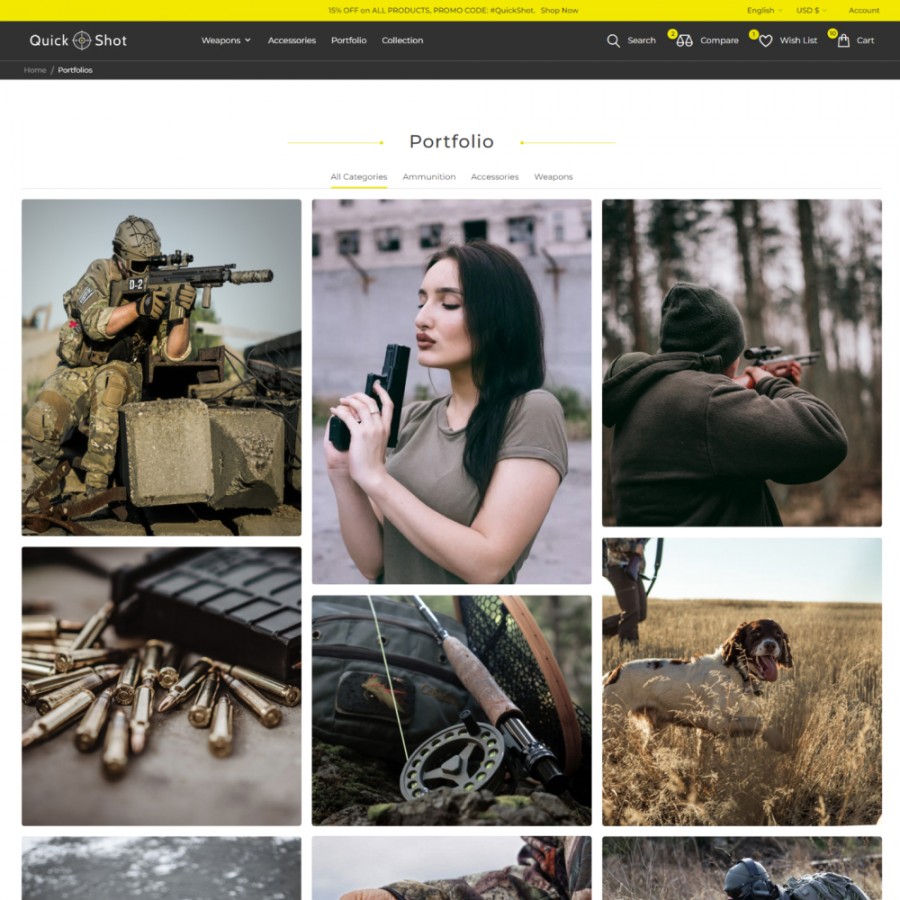 Quick Shot - Weapons, Hunting, Sports, Fishing Store Template