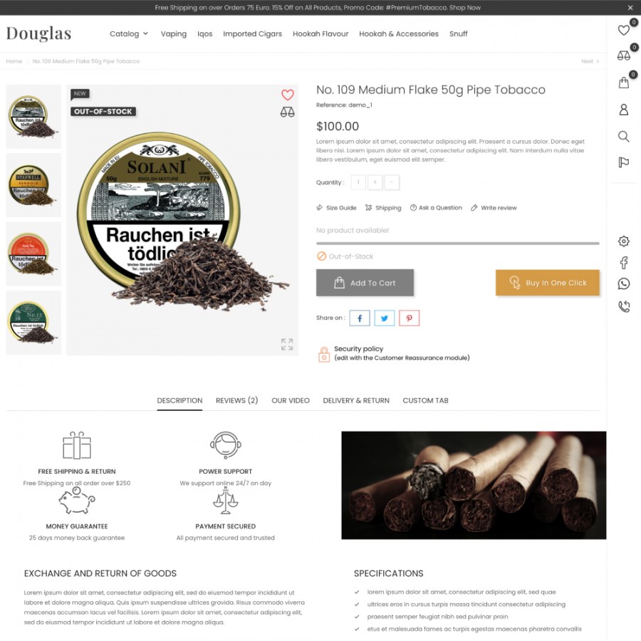 Douglas - Tobacco, Cigarette, and Vape Shop Template