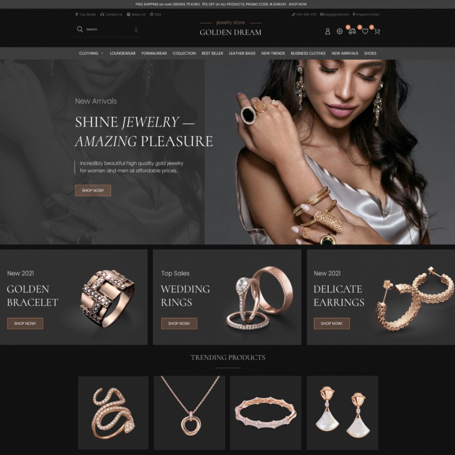Golden Dream - Jewelry & Fashion Accessories Store Template