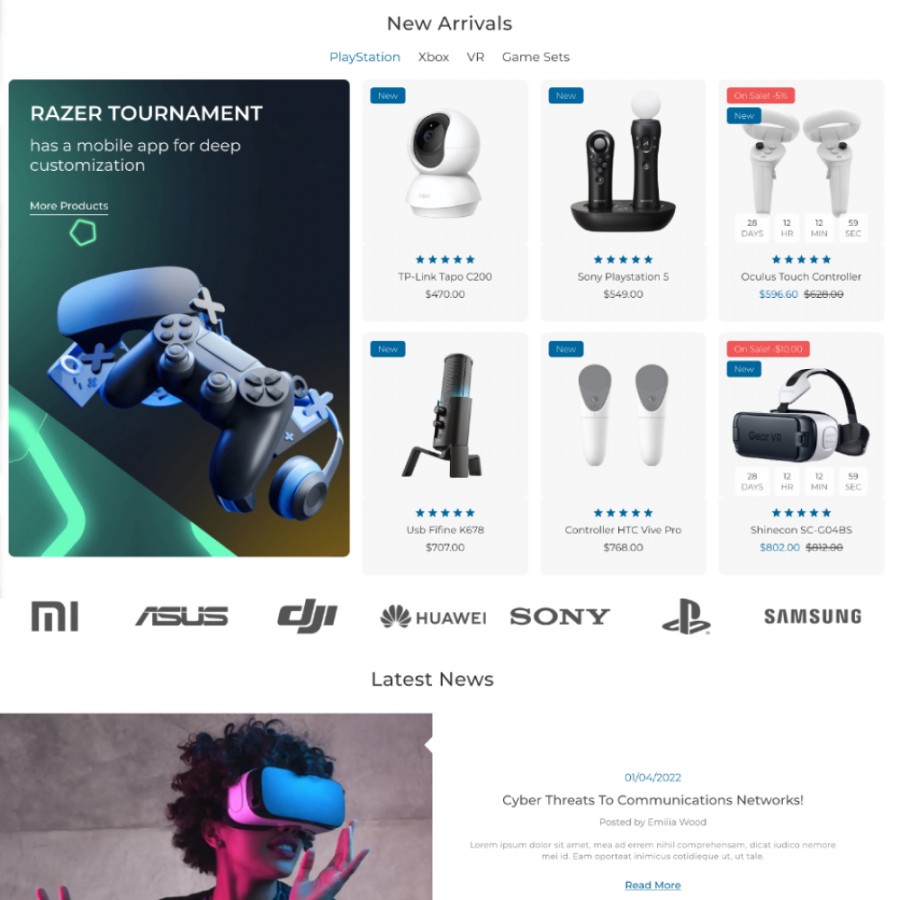 VrWorld - Electronics, Games & Virtual Reality Services Template