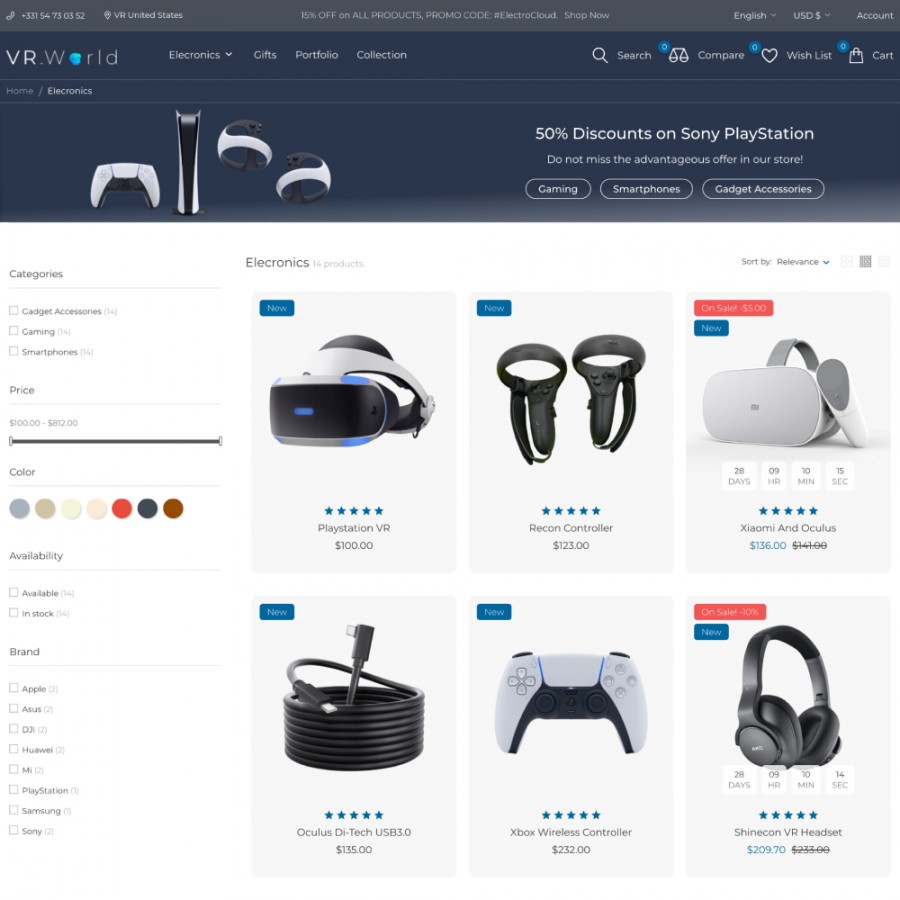 VrWorld - Electronics, Games & Virtual Reality Services Template