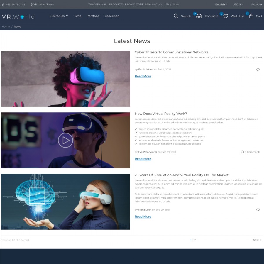 VrWorld - Electronics, Games & Virtual Reality Services Template