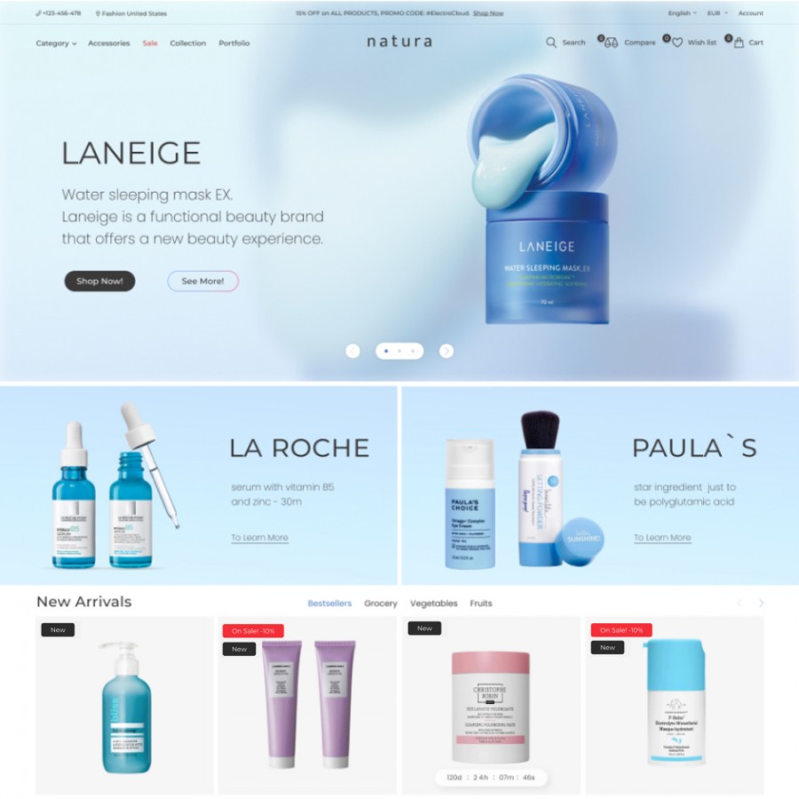 Natura - Eco Cosmetics, Beauty Derm & Body Care Store Template