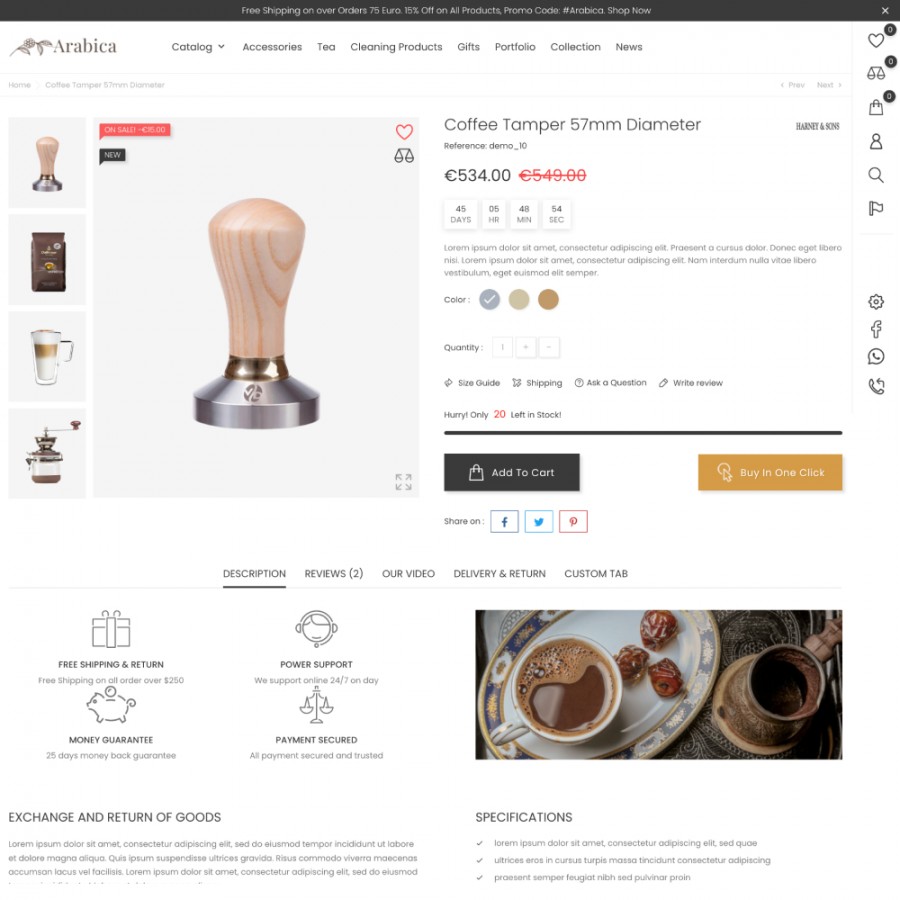 Prestashop Theme Arabica - Coffee and Tea, Equipment for Making Drinks