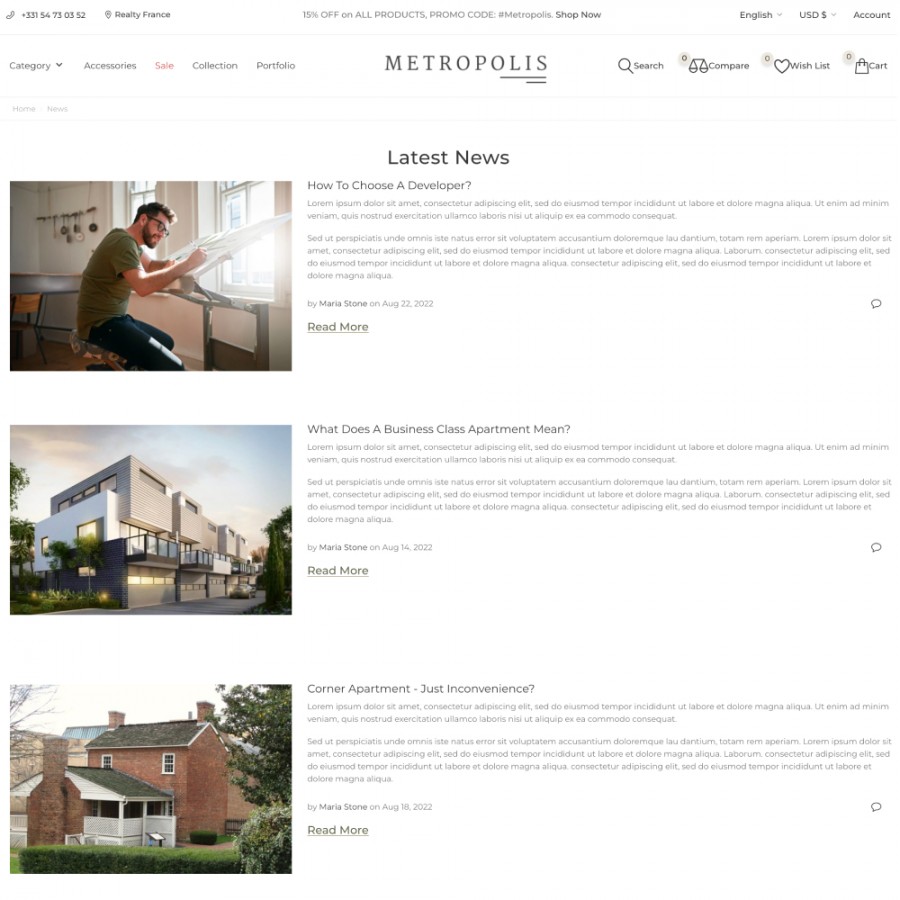 Metropolis - Real Estate Agency, Rentals and Bookings Template