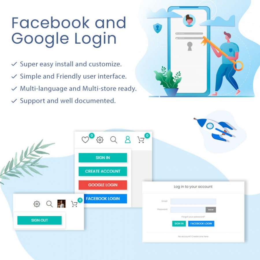 Facebook & Google Login and Register Prestashop Module