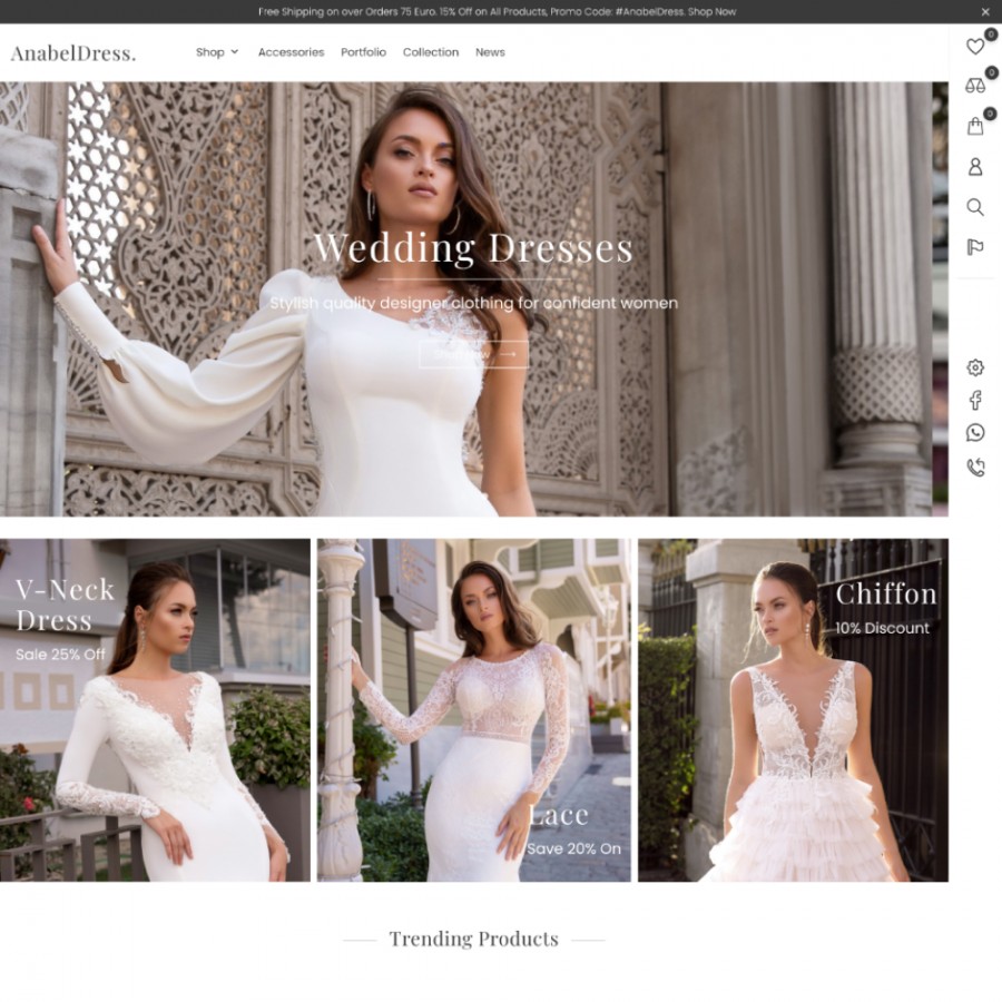 Anabel - Wedding and Evening Dresses, Clothes Store Template