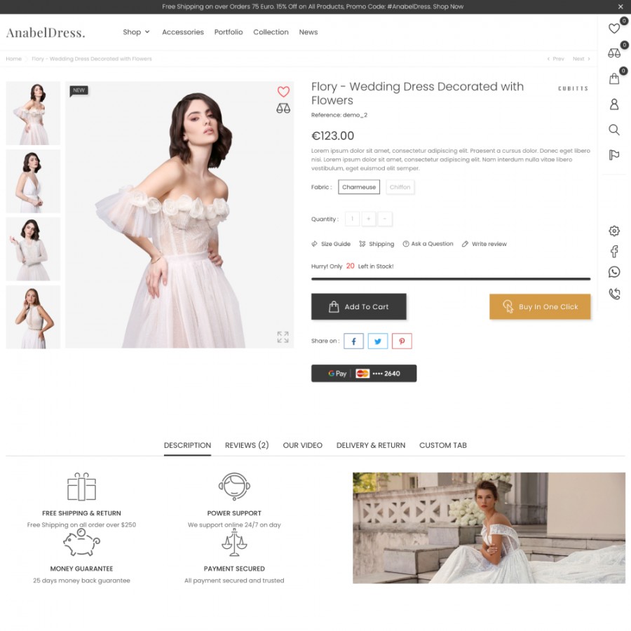Prestashop Theme Anabel - Wedding and Evening Dresses, Clothes Store