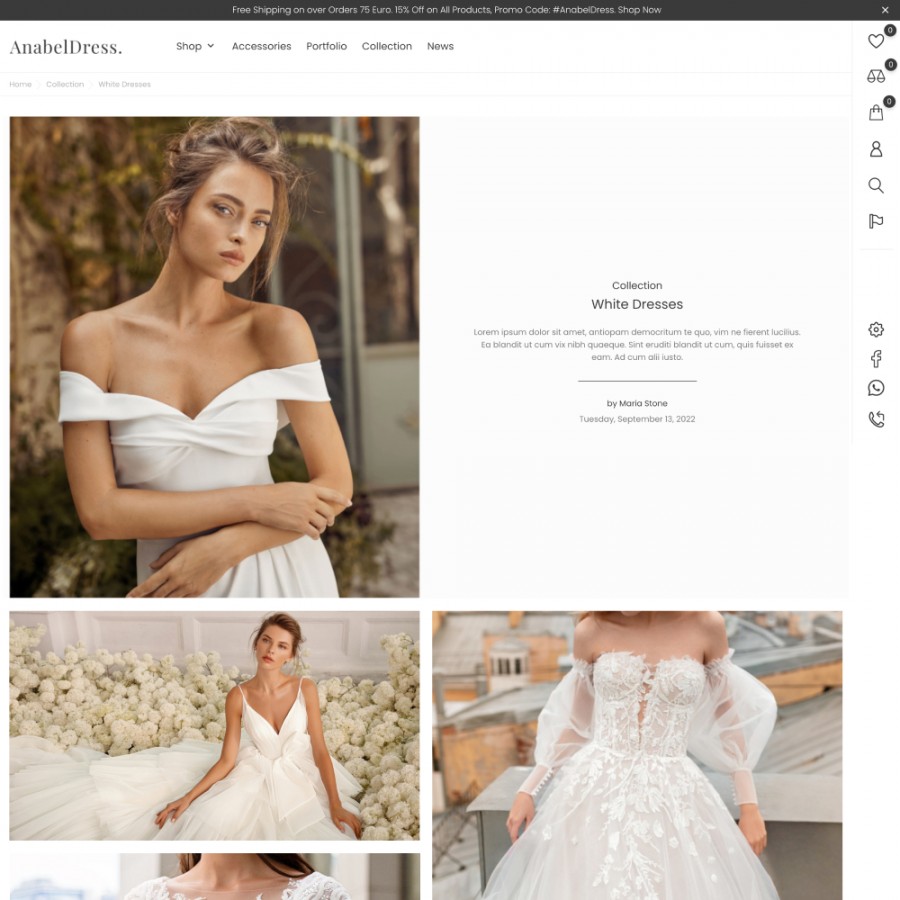 Anabel - Wedding and Evening Dresses, Clothes Store Template