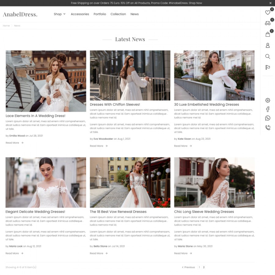 Anabel - Wedding and Evening Dresses, Clothes Store Template