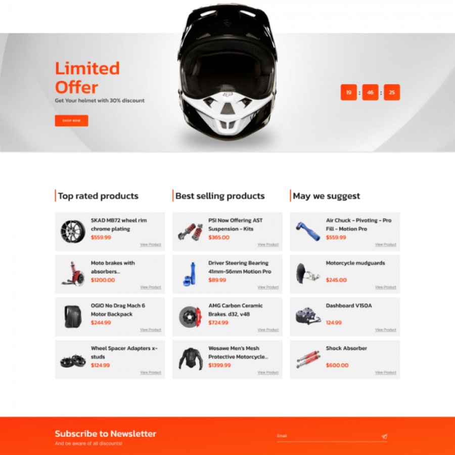 MotoHome - Motorcycle, Car and Bike, Tools and Parts Template