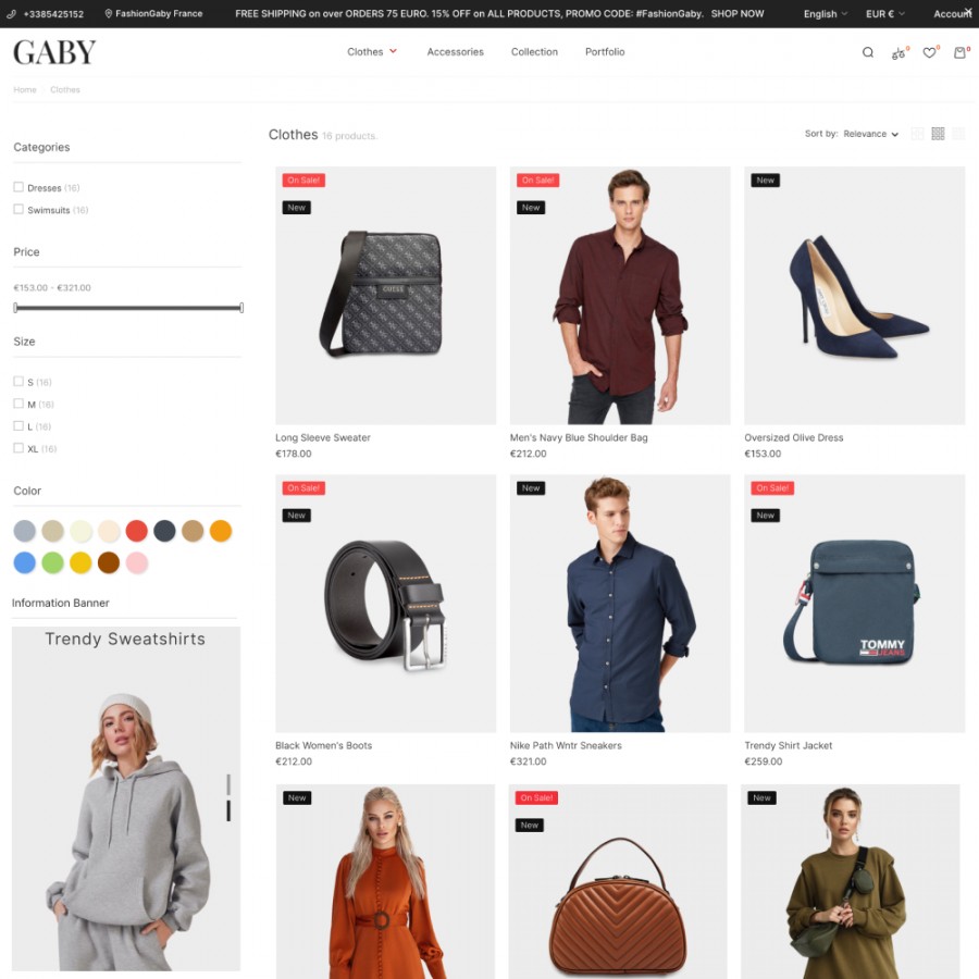 Gabby - Fashion, Clothes & Shoes, Bags & Accessories Template