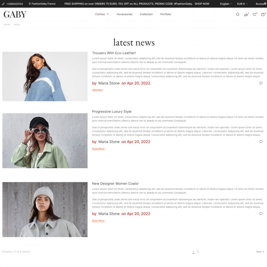 Gabby - Fashion, Clothes & Shoes, Bags & Accessories Template