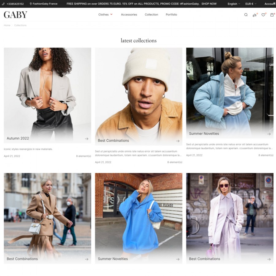 Gabby - Fashion, Clothes & Shoes, Bags & Accessories Template