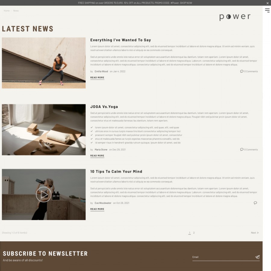 Yoga Power - Sporting & Fitness and Goods, Nutrition Template