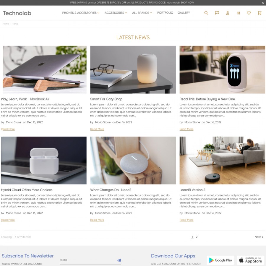 Technolab - Technologies & Electronics, Smart Home Template