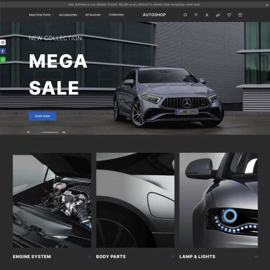 Auto Shop - Electric Cars, Car Rentals & Auto Parts Template