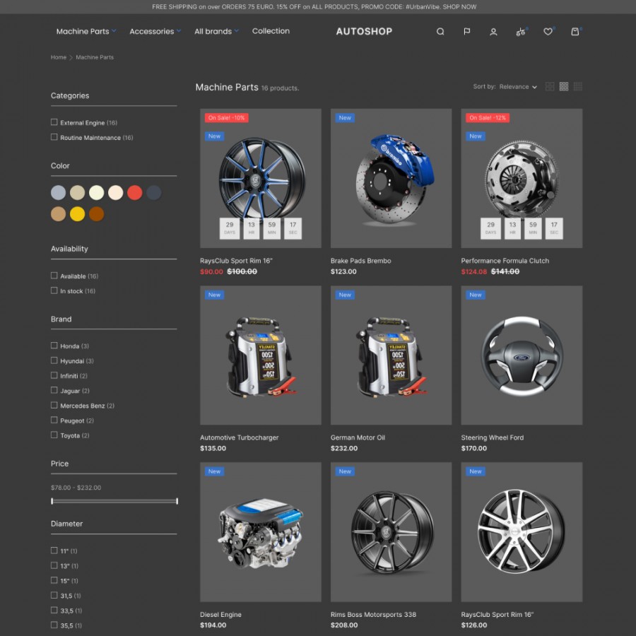 Auto Shop - Electric Cars, Car Rentals & Auto Parts Template