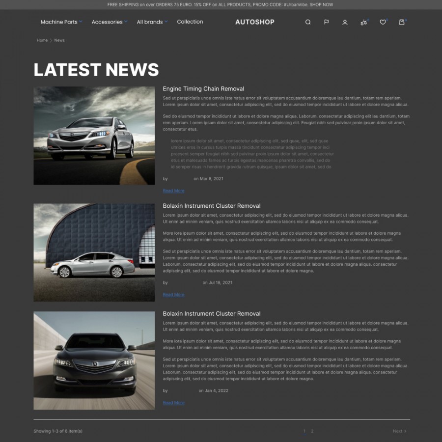 Auto Shop - Electric Cars, Car Rentals & Auto Parts Template