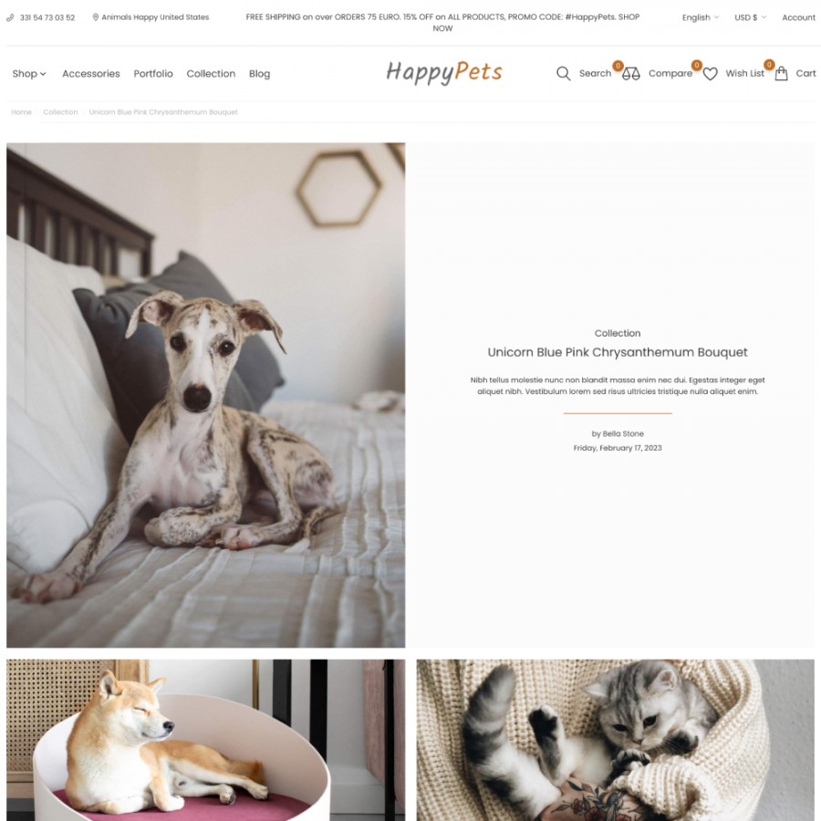 Happy Pets - Animals Care, Vetclinice, Food and Toys Template