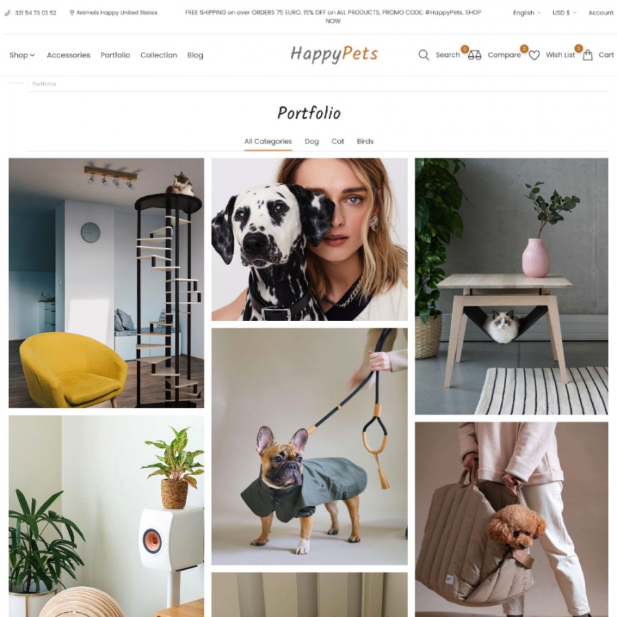 Happy Pets - Animals Care, Vetclinice, Food and Toys Template